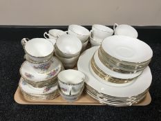 A tray containing Duchess bone china tea service together with a Royal Crown pottery china tea