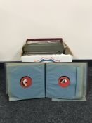 A box of a good collection of vintage 78's in folders