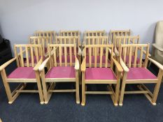 A set of twelve contemporary beech armchairs