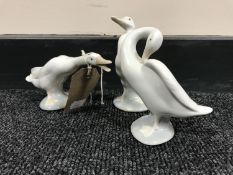 Three Lladro figures of swans