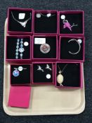 A tray of sterling silver and costume jewellery
