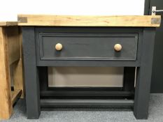 A reclaimed painted pine butcher's block fitted with a drawer