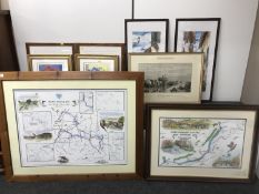 A pine framed Glendale Grayling Club river map,