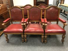 A set of five late nineteenth century carved oak armchairs (5)