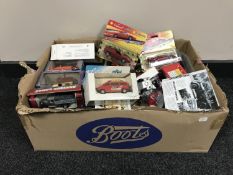 A large quantity of boxed and un-boxed diecast vehicles, plastic Loanstar soldiers,