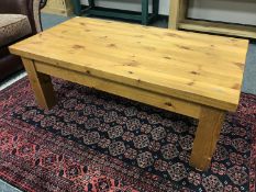 A pine low coffee table