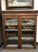A Victorian and later glazed mahogany display cabinet 'Irish Linen'