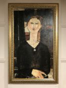 An Artagraph reproduction : Abstract portrait of a lady, framed.