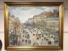 An Artagraph reproduction : Parisian street scene, framed.