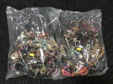 Two bags of costume jewellery