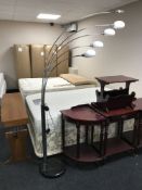 A chrome and marble based five branch floor lamp