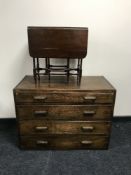 An oak four drawer chest together with a mahogany Sutherland table