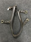 A vintage leather horse chest strap