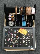 A tray of bracelet display stand and bracelets,