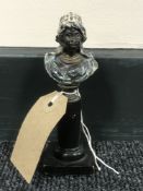 A miniature hand painted metal bust on column, height 12.
