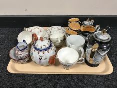 A tray of Durham china, Japanese tea set, 20th century Chinese teapot,