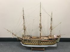 A scratch-built model - HMS Victory, scale 1:78, on stand, height 100 cm.