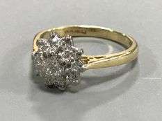 An 18ct gold diamond cluster ring,