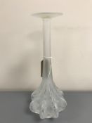 A Lalique crystal slender vase with flared base and etched decoration, height 34.
