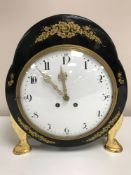 An ornate 19th century Lenzkirch lacquered and gilded time-piece, height 44 cm.