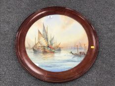 J. Hill : Fishing Boats in Calm Waters, watercolour, signed, 49 cm x 49 cm, framed.