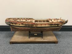 A scratch-built model - Nelson's Navy 'Diana', on stand, length 83 cm.