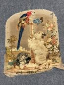A 19th century embroidery section - Terrier at play.