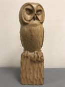 A Robert 'Mouseman' Thompson of Kilburn carved oak owl,