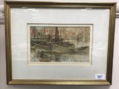 Thomas Swift Hutton, Fishing Boats at Whitby, watercolour, 22cm by 13.
