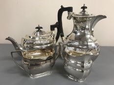 A silver four piece tea service, Travis Wilson and Co, Sheffield 1970, 1617g.