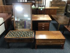 A Danish low table with tile top, fitted with two drawers,