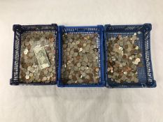 A large collection of coins, mostly twentieth century, examples of half crowns, one shilling,