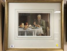 Henry Spernon Tozer : A Gentleman at supper, watercolour, 31 cm x 21 cm, dated 1907, signed.
