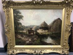 John Falconer Slater : The hay cart, oil on canvas, 90 cm x 70 cm, signed, dated 1907,