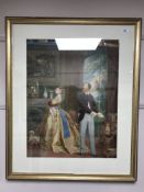 Twentieth century school : Victoria and Albert in palace interior, watercolour, 54 cm x 69 cm,