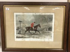 After T. N. H. Walsh : Dodson's Hunting Incidents, hand coloured engraving, 45 cm x 29.
