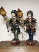 A pair of antique style plaster lamp holders, modelled as jesters,