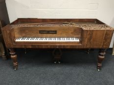 A 19th century mahogany table piano by Hornung & Moller, width 187 cm.