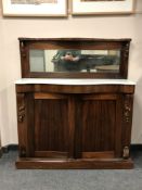 An early Victorian rosewood chiffonier, width 119 cm.