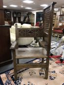 A 19th century French walnut confession seat, width 66 cm.