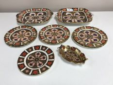 Ten pieces of Royal Crown Derby, to include a pair of square side plates, six side plates,