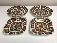 Two pairs of Royal Crown Derby side plates, Imari pattern 1128.