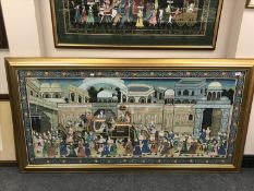 Indian School: A Royal pageant in front of a palace, watercolour, 167 cm x 78.5 cm.