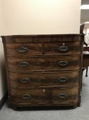 A William IV mahogany bow-fronted chest of five drawers, width 104.5 cm.