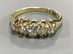 Antique 18ct five stone old cut diamond ring, approximately .8ct 3.