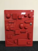A Seletti hanging wall organiser, red, 87 cm x 66 cm.