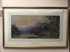 Edward Richardson (1810-1874) : Warkworth Castle from River Coquet, watercolour, signed, dated 1859,