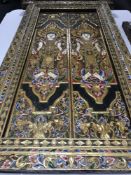 An impressive and fine 19th century Chinese gilded and polychrome double panelled door window frame,