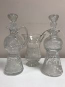 Edinburgh Crystal - Vase, height 20 cm, together with two decanters. (3)