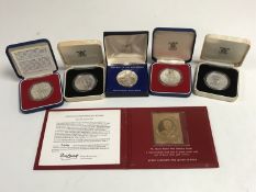 Five silver proof coins; The Queen Mother's 80th Birthday (X2),